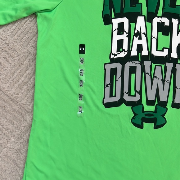 Under Armour short sleeve tech t-shirt Never Back Down Size youth XL NWT - Picture 7 of 16